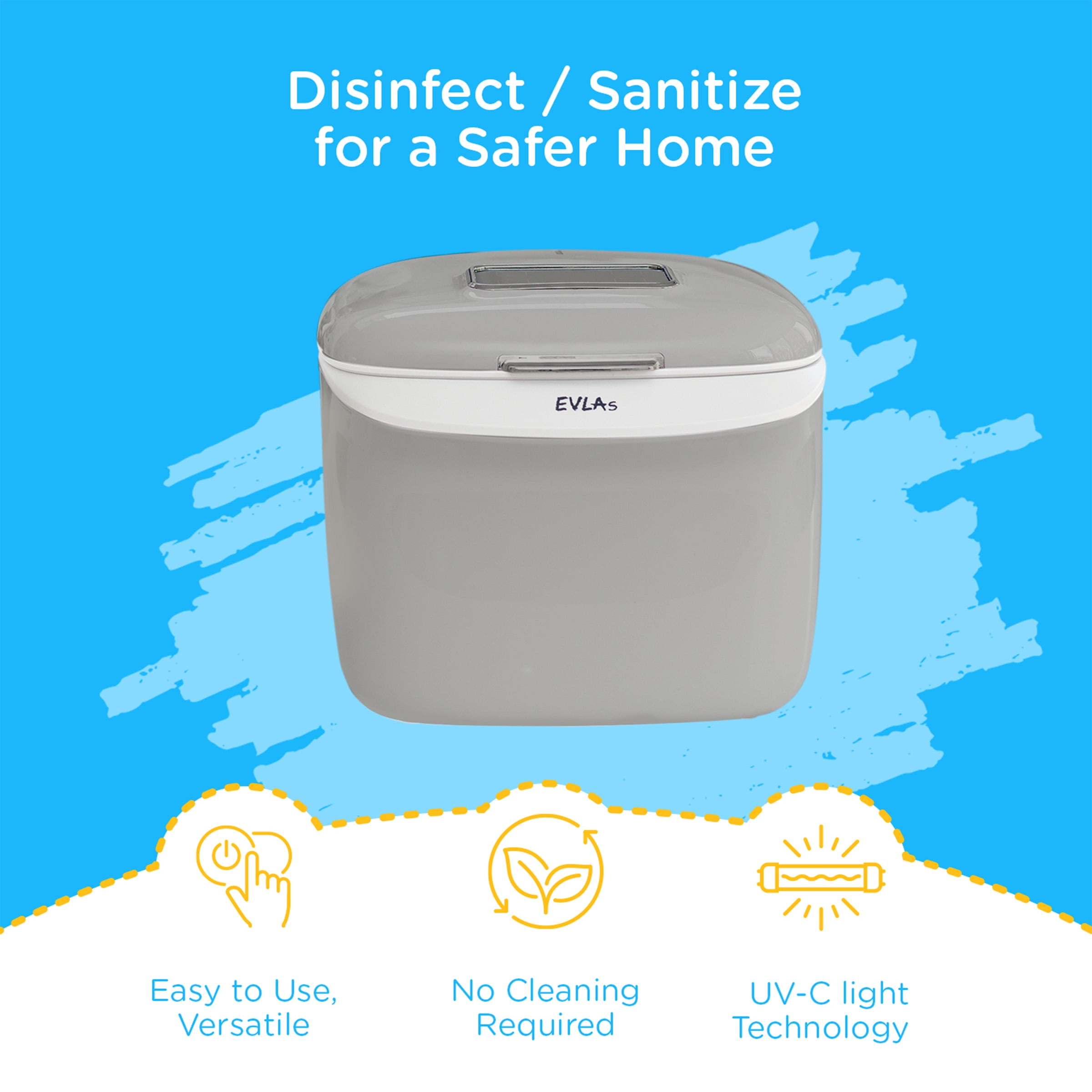 EVLA’s Baby Bottle Sanitizer and Dryer, Sanitizes Bottles, Pacifiers, Toys, Phones in Minutes (Gray)
