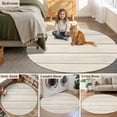 thumbnail image 6 of Round Area Rug 8ft,Vintage Country Wooden Board Washable Carpet Non-Slip Runner Accent Rugs Indoor Floor Mat for Bedroom Living Room Decor,Gradient Wood Grain Line, 6 of 9