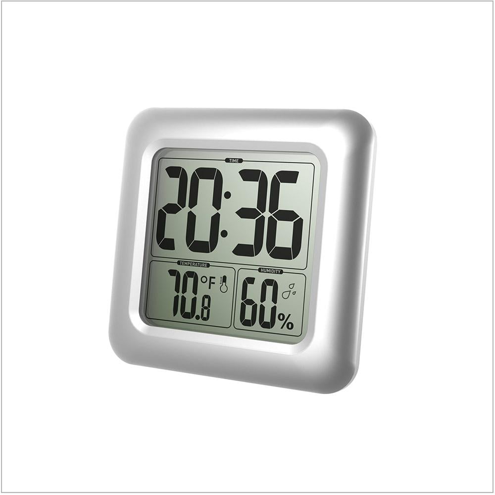 Black-2 Soddyenergy LCD Digital Shower Clock Bathroom Clock Waterproof Shower Clock Timer Temperature Humidity Wall Shower Clock Kitchen Timer 