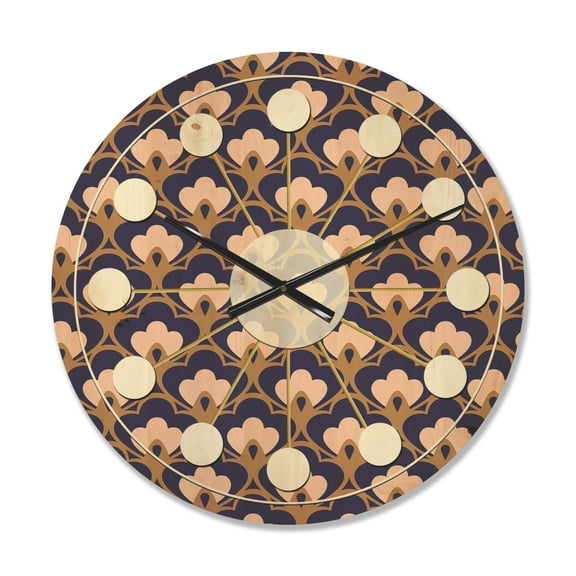 Designart 'Ornamental Retro Design IX' Mid-Century Modern Wood Wall Clock