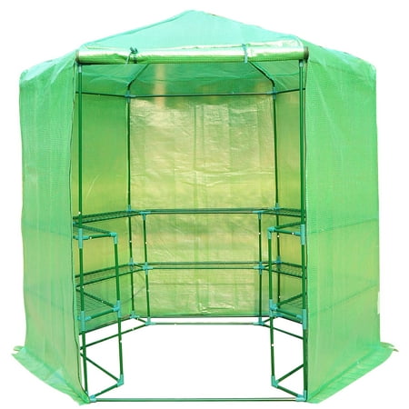 Greenhouse for Outdoors, Large Walk-in Plant Greenhouse, 3 Tiers Stands Green (Best Greenhouse For The Money)