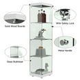 thumbnail image 3 of Single Glass Door 65.4" Glass Display Cabinet with Metal Lock, 5mm Tempered 4-Shelf Glass Curio Cabinets, Floor Mount Bookshelf Display Case Trophy Case for Living Room Bedroom Kitchen, Upgraded White, 3 of 10