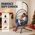thumbnail image 4 of LHBcraft Hanging Egg Chair with Stand - 350lbs Capacity, Waterproof PE Rattan, Foldable Seat with Cushion for Outdoor Patio & Indoor Living Room, 4 of 8