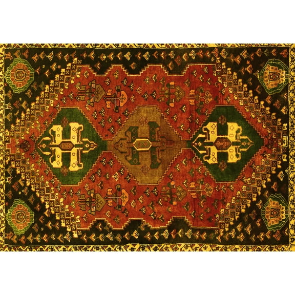 Ahgly Company Indoor Rectangle Persian Yellow Traditional Area Rugs, 5' x 7'