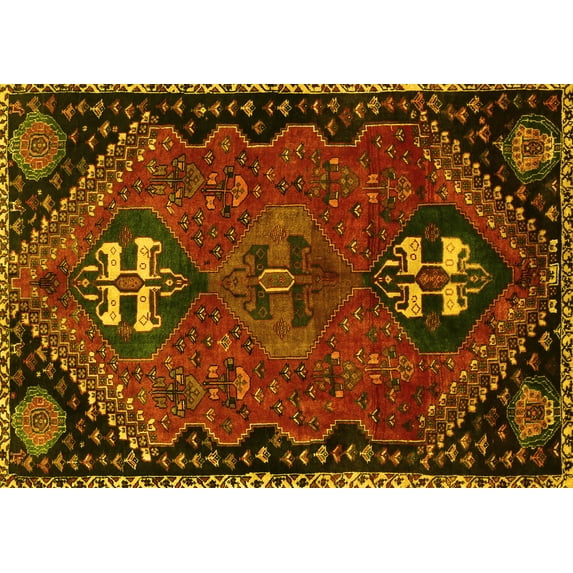 Ahgly Company Indoor Rectangle Persian Yellow Traditional Area Rugs, 5' x 8'