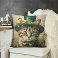 thumbnail image 2 of SHANXI St Patricks Day - Cat with Green Throw Saint Patrick’s Day Lucky Kitten Cushion Covers for Outdoor 22x22in, 2 of 5