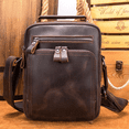 thumbnail image 3 of Bolso bandolera de piel auténtica para hombre, estilo vintage, de piel de Caballo Loco, multifuncional, de piel de vaca, 3 of 4
