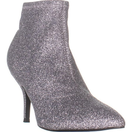 Womens Nine West Pearce3 Heeled Ankle Boots, Silver Texture, 7 US