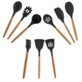 thumbnail image 4 of Juego de utensilios de cocina de silicona con mango de madera de 9 piezas con calidad de restaurante, 4 of 8