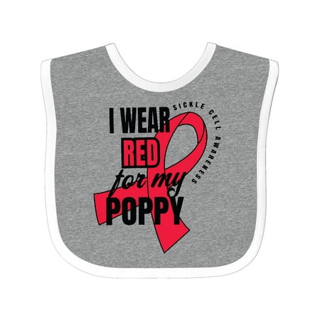 

Inktastic Sickle Cell Awareness I Wear Red For My Poppy Gift Baby Boy or Baby Girl Bib