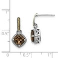 thumbnail image 3 of FB Jewels Sterling Silver w/14K Gold Antiqued Smoky Quartz Post Dangle Earrings, 3 of 3