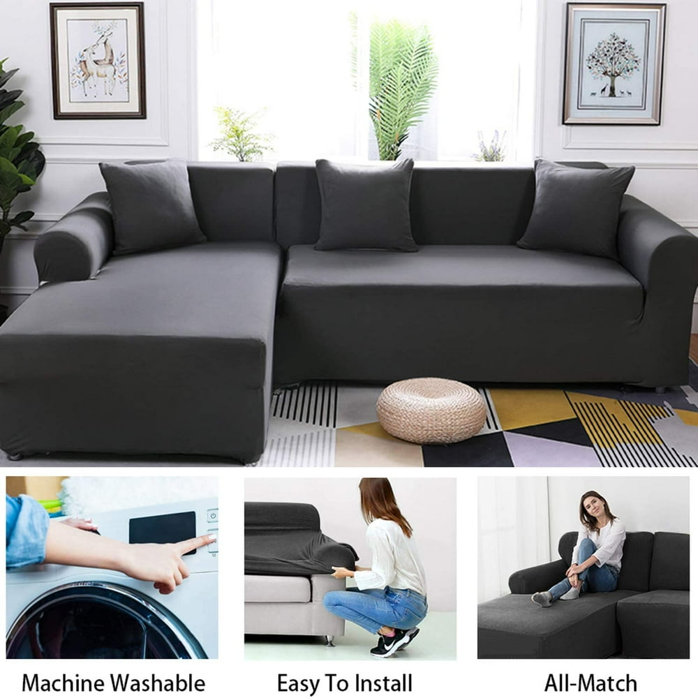 Stretch Sofa Slipcover Fitted Furniture Protector L Shape Sectional