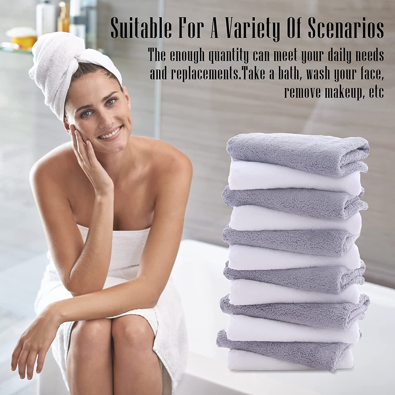  TENSTARS Silk Hemming Bath Towels for Bathroom