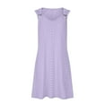 thumbnail image 3 of Meichang Womens Eyelet Dresses O Ring Shoulder Scoop Eyelet Dresses Solid Loose Fit Sleeveless Mini Dresses Summer Casual Work Dresses Sundresses Purple M, 3 of 5