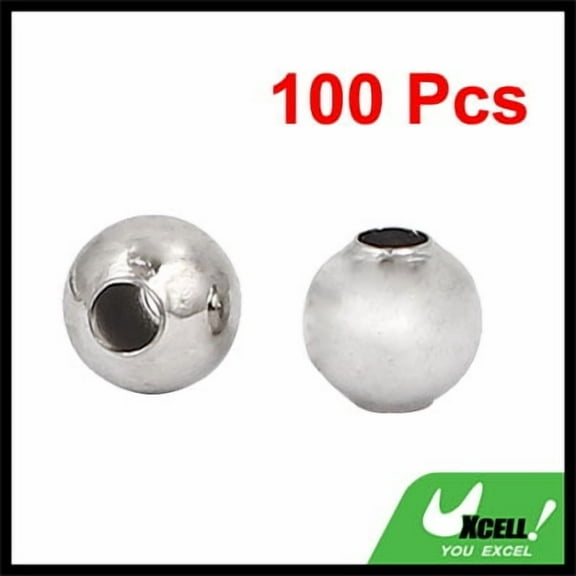 DIY Craft Jewelry Making 4mm Dia Metal Round Spacer Bead Silver Tone 100Pcs