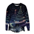 thumbnail image 4 of Craaazy Women's Christmas Colorful Print Shirts Round Neck Loose Long Sleeve Sweatshirt Top Gifts, 4 of 5