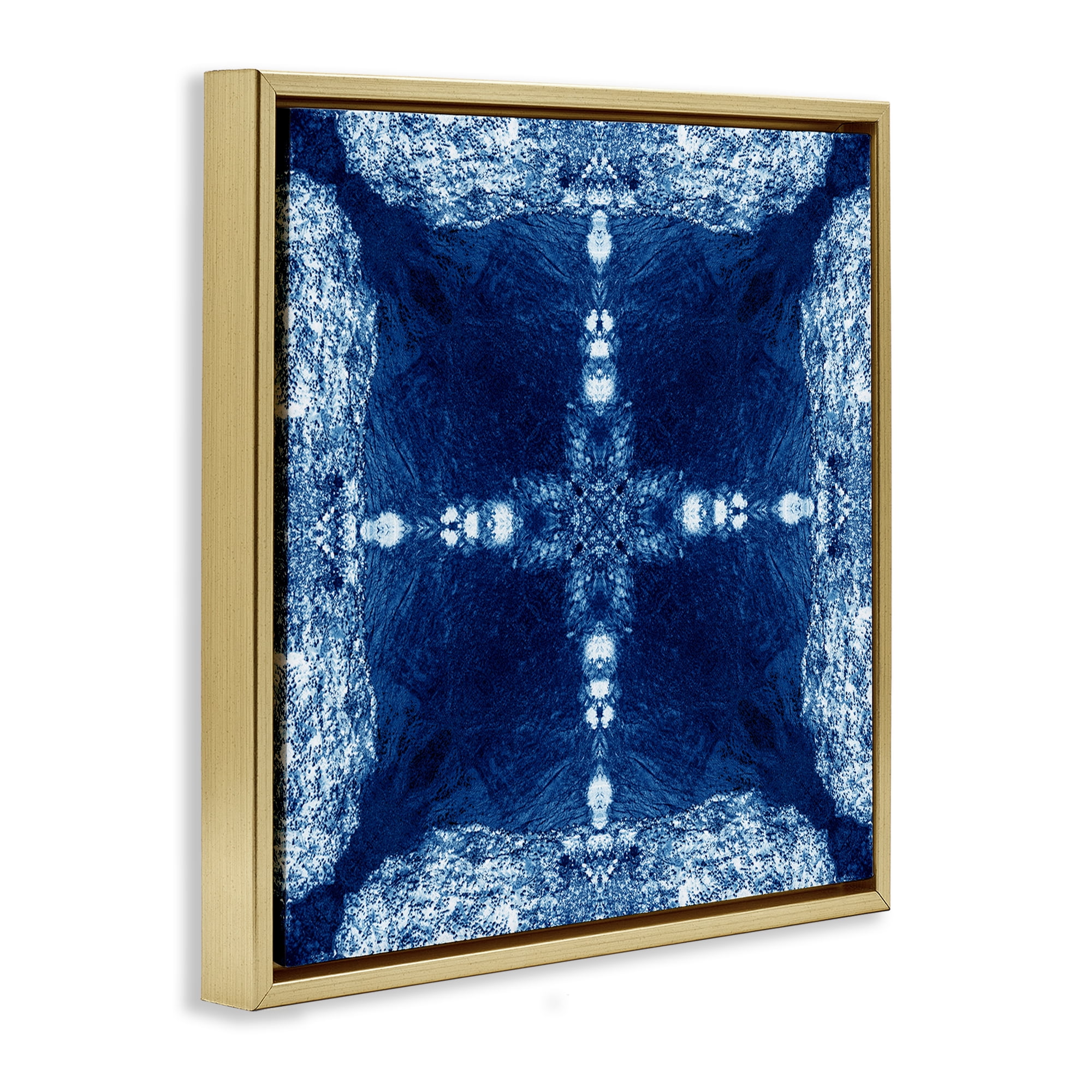 Stupell Industries Elegant Mosaic Style Pattern Abstract Painting Gold Floater Framed Canvas Art Print Wall Art, 25 x 25