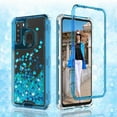thumbnail image 2 of Case for Samsung Galaxy A11 Case Liquid Glitter Waterfall Heavy Duty Shockproof for Girls Women Cover - Teal, 2 of 7