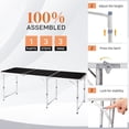 thumbnail image 4 of QueipA 6ft Portable Folding Camping Table, Outdoor Waterproof Adjustable Height Table, Aluminum Lightweight Suitcase Foldable Table for Picnic BBQ Beach Dining, 4 of 8