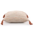 thumbnail image 4 of Ox Bay Top Variegated Stripe Cotton Blend Handmade Throw Pillow with Tassels, 20" x 20", 4 of 9