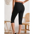 thumbnail image 2 of Women's Plus Size Solid Split Hem Capri Leggings, 2 of 6