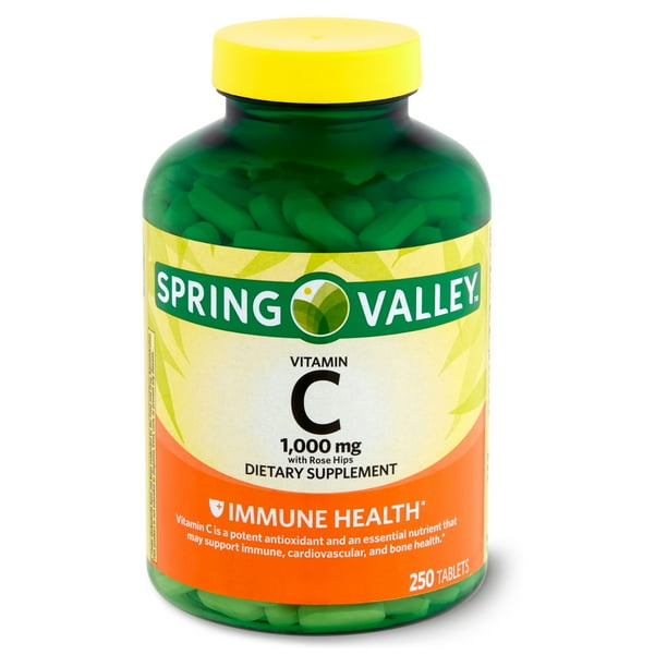 Spring Valley Vitamin C With Rose Hips Dietary Supplement 1 000 Mg 250 Count Walmart Com