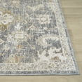 thumbnail image 5 of Laddha Home Designs 2.5' x 7.75' Damask Bordered Area Throw Rug Runner - Blue and Beige, 5 of 7