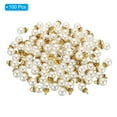 thumbnail image 3 of Unique Bargains Pendentifs Perles Factices 8 mm, Lot de 100 Perles Rondes Imitation Perle avec Strass, Blanc Doré, 3 of 6