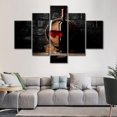 thumbnail image 2 of TISHIRON 5PCS Framed Wine Theme Canvas Wall Art Set,60"x32" Wine and Wine Barrel Wall Canvas Art Decor, 2 of 7