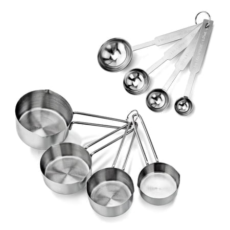 New Star Foodservice 42917 Stainless Steel 8-Piece Measuring cups and Spoons combo Set