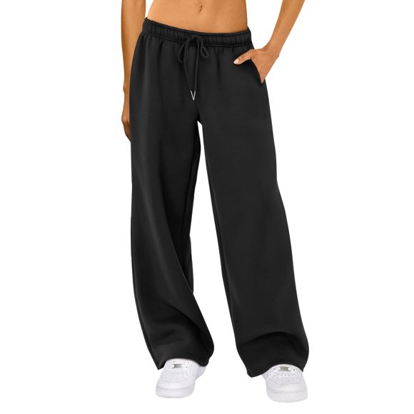 Fashion Women‘s Casual Pants Joggers Sweatpants Solid Color Drawstring High Waist Wide Leg Trousers Streetwear Casual Outfits