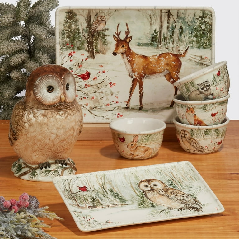Certified International Winter's Walk 3-D Owl Cookie Jar, 88 oz