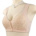 thumbnail image 4 of SMihono Trendy No Underwire Lace Bras for Women Sponge Cup Front Closure Bras for Seniors Plus Size Full Coverage Bras No Wire Bras Beige 24, 4 of 8