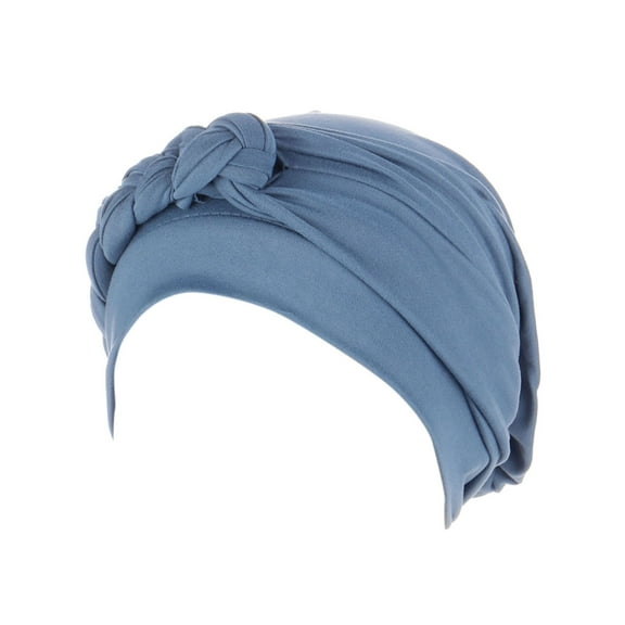 YESIMOLA Twisted Braid Turban African Women Turban Cap Twisted Braid Head Wraps Pre-Tied Chemo Headscarf for Cancer Hair Cover Hats,Light blue One Size