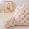 thumbnail image 6 of Checkered Reading Pillow with Arms, Adults Backrest Reading & Rest Pillows for Sitting Up in Bed, Bed Rest, Lounging, Working, Arms Back Support Cushion for Men Women Teens, Beige, 6 of 18