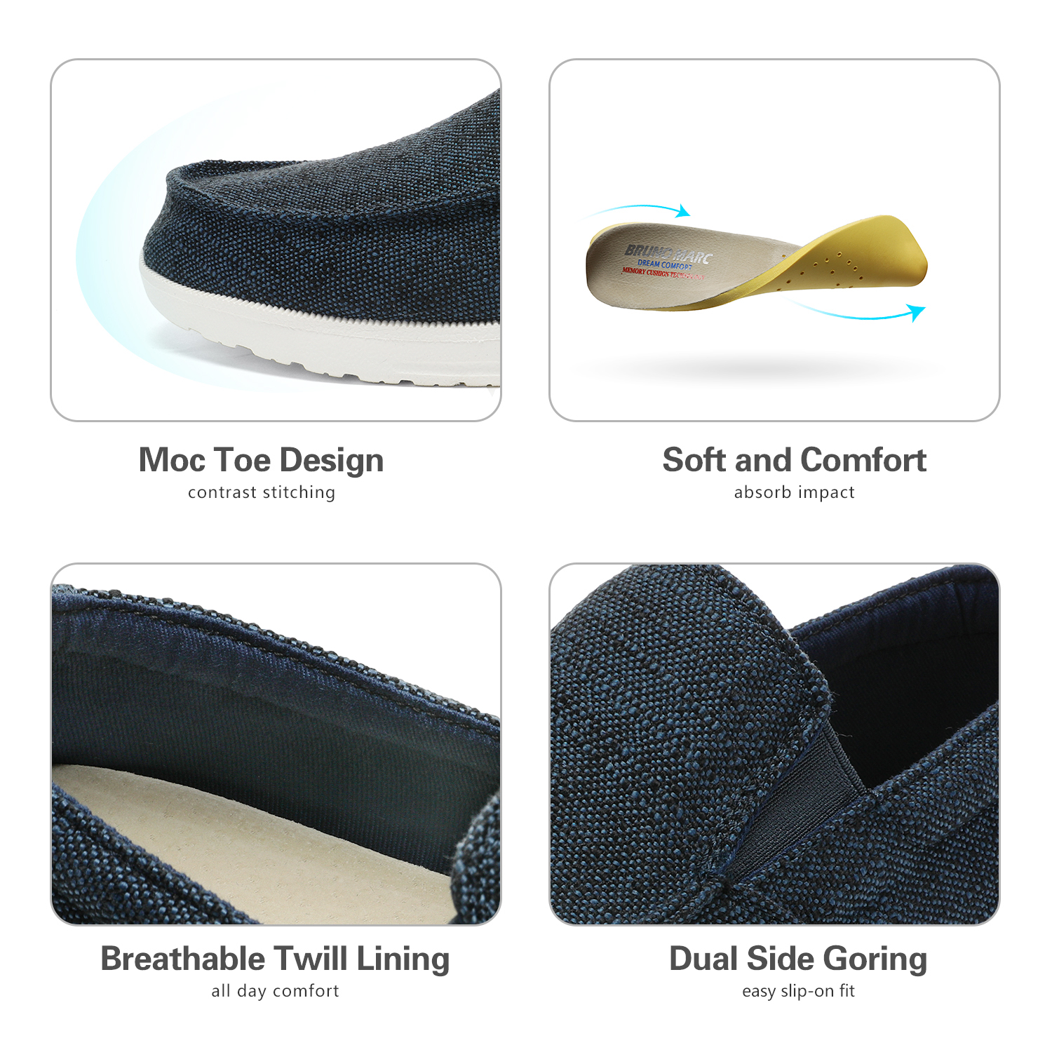 Bruno Marc Men's Slip On Loafer Walking Shoes SUNVENT-01 NAVY/BLUE size 8.5 - image 3 of 5