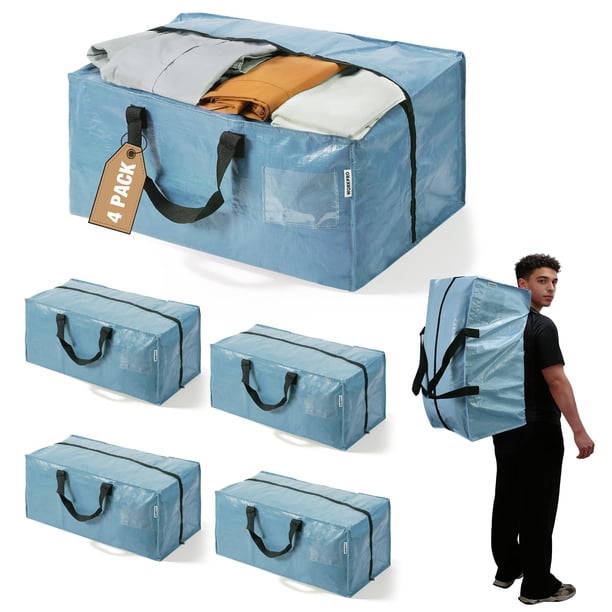 Bolsas de mudanza WORKPRO extra grandes con cremalleras y asas, paquete de 4