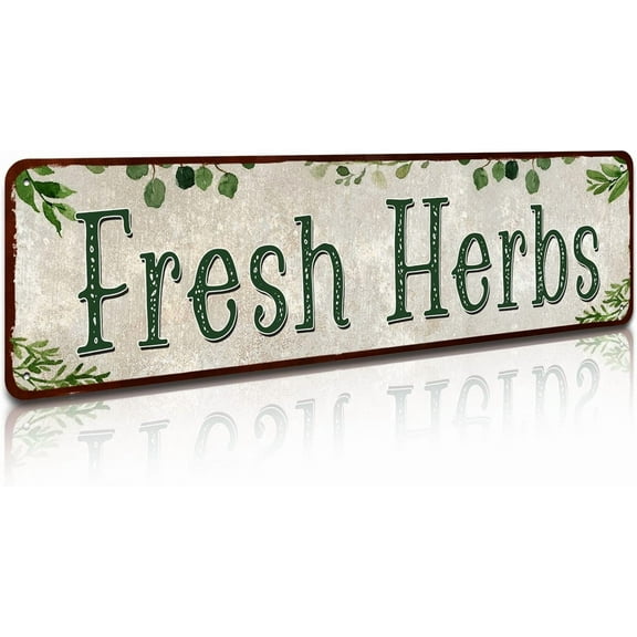 Fresh Herbs Metal Sign Country Farmhouse Home Gardener Tin Sign Decor Sign 4" x 16"