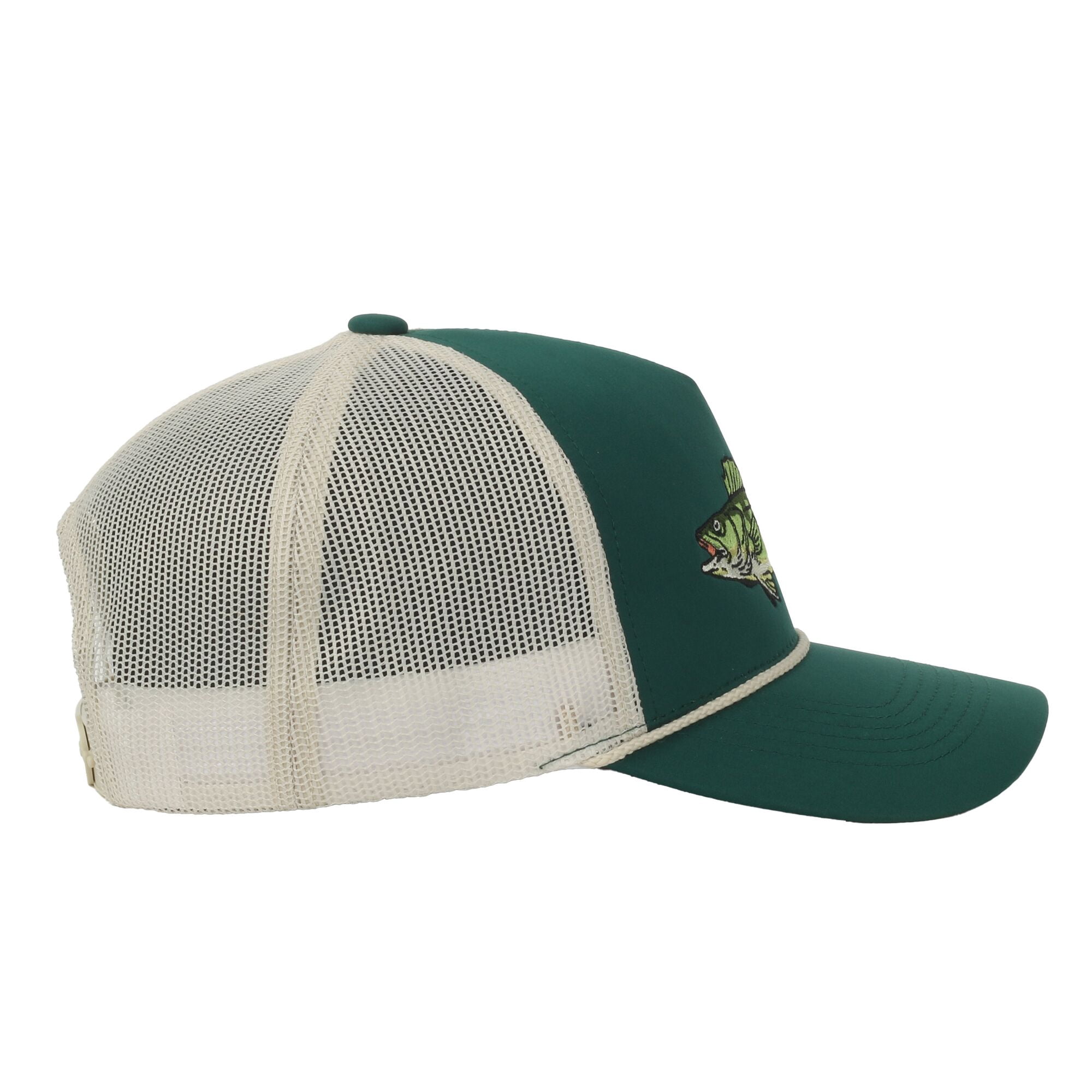 Green/Putty Walleye 5-Panel Fishing Cap – Structured, Embroidered, Snapback, One Size