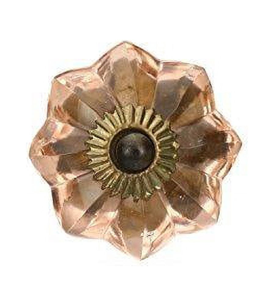 Perilla Home Set of 6 Crystal Knobs for Cabinet & Drawers Decorative Glass Knobs for Home Kitchen Cabinet Hardware Cupboard Glass Door Dresser Wardrobe and Drawer Pulls (Peach & Black)