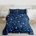 thumbnail image 2 of Manfei Stars Moon Planet King Size Comforter Sets,Space Starry Bedding Comforter Set,Dreamy Blue Bedding Set For Teens,Breathable Home Decor Reversible,3pcs, 2 of 8