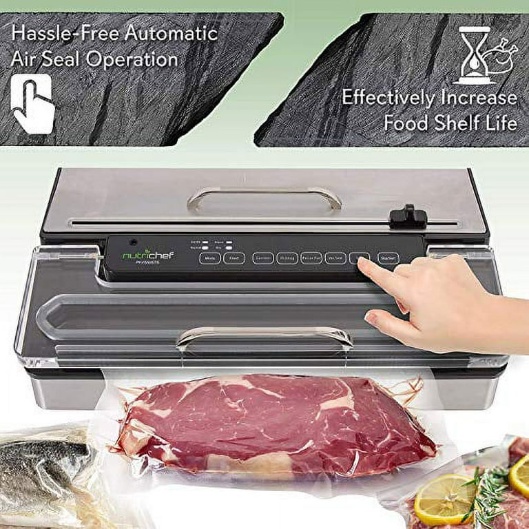 White Kitchen Pro Stainless Steel Food Vacuum Sealer System - Countertop Electric Air Seal Preserver with Air Vac Bags White Kitchen Pro Stainless Steel Food Vacuum Sealer System - Countertop Electric Air Seal Preserver with Air Vac Bags