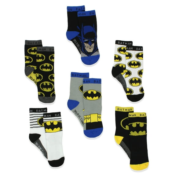 Batman Boy's 6 pack Athletic Crew Socks (Baby/Toddler) BM7776B
