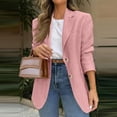 thumbnail image 2 of Women’s Casual Long Sleeve Notched Lapel Blazer Lightweight Single Breasted Work Office Jacket for Daily Wear Pink S, 2 of 5