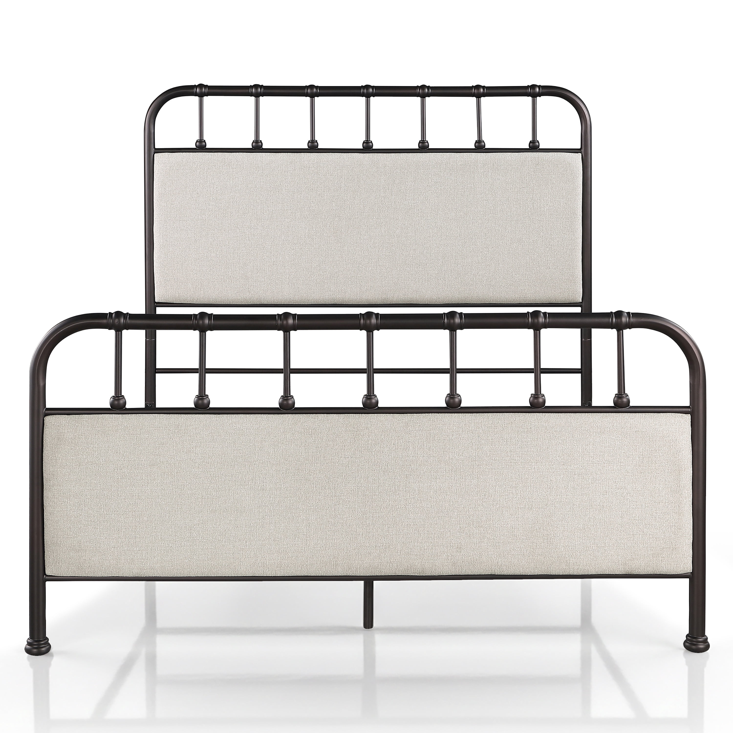 Furniture of America Florinda Metal Full Panel Bed with Upholstered Headboard, Dark Copper