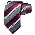 thumbnail image 4 of Set de Corbata Barry.Wang en Seda con Rayas Burdeos, Negro y Gris, 4 of 6