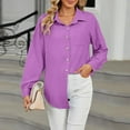 thumbnail image 6 of Utoimkio Women's Solid Color Button Down Shirts Dressy Work Blouse Tops Long Sleeve Turndown Collar Dress Shirt Casual Work Clothes for Women, 6 of 8