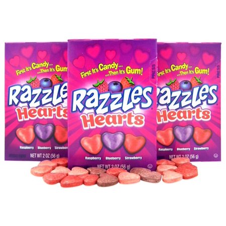 Bubblegum Heart Candy  Anniversary Candy  Pack of 3  2 Ounces Per Box