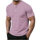 thumbnail image 2 of Blusas y camisas de manga corta y cuello redondo para hombre, blusa informal de poliéster de color liso con botones y cuello redondo a la moda para hombre., 2 of 5