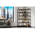 thumbnail image 3 of CLAUBIO 6-Tier L-Shaped Bookcase Storage Organizer, Tall Corner Bookshelf-Open Display Freestanding Storage, Wood and Metal Storage Rack, Black, 3 of 5
